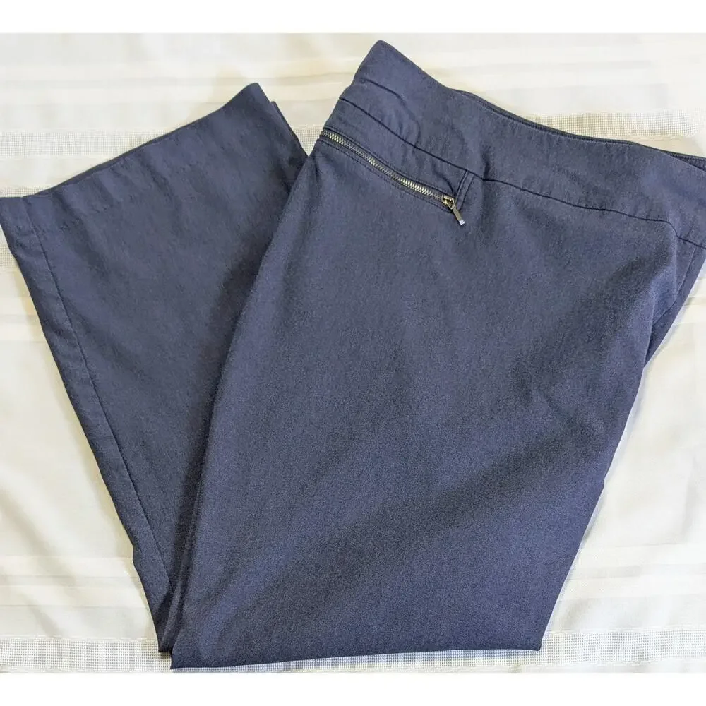 Avenue Womens Plus Size Super Stretch Trousers Ankle Pants Blue US SZ30 PETITE